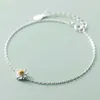 Link Bracelets FoYuan Silver Color Simple Little Daisy Bracelet Network Red Fresh Korean Chrysanthemum Handicraft Cold Wind Jewelry