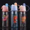 600ml Creative Plastic Cup Outdoor Sports Water Bottles Spray Cup Children's Water Cup Fitness Large Capacity Student Gift Tumblers LG01