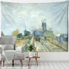 Arazzi Bustling City View Van Gogh Painting Wall Tapestry Tape a sospensione di Hippie Art Style soggiorno Camera decorazione per la casa R230811