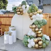 Guirlande de ballons en or vert blanc, décoration de Jungle, décor d'anniversaire, de mariage pour enfants, de réception-cadeau pour bébé