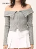 Sweaters para mujeres Mujeres de manga completa Slim Knitwear Sorth Jumper Autumn Winter Twist Budited Off the Housing Double Zipper Cardigan 230811