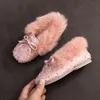 Sneakers Winter Futro Boots Dzieci Furry Buty Dziewczyny bez poślizgu skórzane dzieci ciepłe obuwie Dziecko Wygodne trampki 230811