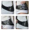 Bälten Weekeep Punk Style Asymmetric Belt Rivet Stitched Leather for Women Gothic Streetwear Pu Waistband Harajuku Aesth Y2B2