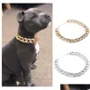 Dog Collars Leashes Gold Plated For Dogs Snake Chain Big Fashion Jewelry Accessories Pitbl Pugs Pinch Collar Plastic 10Edog Drop D Dhdms