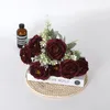 Decorative Flowers Artificial Silk Bud Heart Rose Peony Fake Bouquet Wedding Road Lead Flower Home Living Room Garden El Green Plant