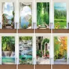 Wall Stickers Sunshine Forest Door Sticker Mural Cover Adhesive PVC Natural Landscape Po Wallpaper Wardrobe Fridge Renovation Poster Decor 230810