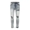 Biker moto en détresse pour hommes Jean Rock Skinny Slim Ripped Hole de qualité supérieure Brand Hip Hop Denim PantrandomText