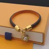 Luxury Bracelet Designer For Men Womens Classic Jewelry PU Leather Brcaelets With Bag Gold Pendant Bangles Metal Texture Love Bracelet G-5