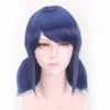 Cosplay Wigs XCJLW LB Wigs Peluca Marinette Girls Women Cosplay Double Ponytail Braids Short Straight Blue Hair 230810