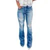 Women's Jeans Juniors High Rise Denim Bell Hole Bottom Flares With Pocket Jean Women Pants M1