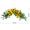 Decorative Flowers Silk Sunflower Wedding Arch Front Door Wall Decor Artificial Fake Plastic Green Leaves Decoration
