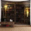 Tapestries Magic Vintage Bookshelf Tapestry HD Fabric Bedspread Home Wall Decor Hippie Boho Witchcraft Bedroom R230810