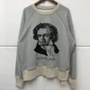 Herrtröjor tappar axel lös kapital Beethoven Moon Light Sweatshirts Män kvinnor Kvalitet Bomull Crewneck Pullovers Grey Hoodie