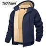 Men's Hoodies Sweatshirts TACVASEN Fleece Lining Winter Hoodie Mens Sherpa Jackets Windproof Full Zip Warm Coats Climbing Hooded Casual Outwear Sportswear 230810