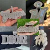 Hip Hop Iced Out Name Custom Make Pass Diamond Tester Vvs Baguette Moissanite Diamond Letter Pendant Necklace Set