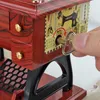 Decorative Objects Figurines Sewing Machine Music Box Mini Vintage Retro Sewing Clockwork Music Box Gift Table Home Decoration 230810