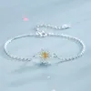 Link Bracelets FoYuan Silver Color Simple Little Daisy Bracelet Network Red Fresh Korean Chrysanthemum Handicraft Cold Wind Jewelry