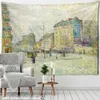 Arazzi Bustling City View Van Gogh Painting Wall Tapestry Tape a sospensione di Hippie Art Style soggiorno Camera decorazione per la casa R230811