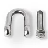 Cockrings 304 Straight D Shackle Short Stainless Steel Breaking D Rigging Shackle Hooks Male Chastity Ring Scrotum Lock Pendant Delay Ring 230810