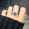 Luxury Tiff fashion brand jewelry 18K platinum plated morsonite One Ca four claw bud petal ring simple wedding empty holder high quality accessory