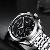 Zegarek na rękę wielofunkcyjną modę Mężczyźni oglądać automatyczne datę wodoodporne zegarki zegarowe biznesowe produkt zegarowy ze stali nierdzewnej