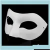 Party Masks White Half Face Mask Halloween Blank Paper Zorro Diy Hiphop Handpanted Street Dancing 10st/Lot Drop Delivery Home Gard DHCPD