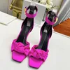 Отсуть туфли Spenneooy Summer Fashion Bow Square Toe Thin High High -Kids Women's Women's Shide Color Shose rap