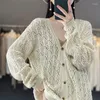 Magliette da donna 2023 maglione di cotone primaverile Casualmente Casual Casual Cardigan Copia Corea Corea Mialzata a maglia