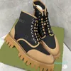 2023-Designer Boots Martin Desert Boots 하이힐 발목 부츠 여성용 가죽 빈티지 프린트 클래식 레이스 업 부츠 남성과 여성 아웃솔