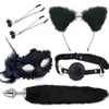 Anal Toys Cute Tail Anal Plug Cat Ears pannband Gagmask Set Adult Games Nipple Clip Neck Hals Erotic Cosplay Sex Toy for Women Men 230810