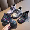 Sneakers Kids Fashion With Word Prints Cool Boots For Boys Children Unisex Korean Pu veelzijdige prinses enkelschoenen voor meisjes 230811