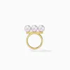 Bröllopsringar Kurshuni Anpassade Similated ThreePearls Ring for Women Gold Color Luxury Quality Smycken Trend Korean Fashion Ins 230811