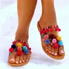 Slippers Bohemian Sandals Women Flats Shoes 2023 Summer Fashion Flip Flops Multi-color Pompom Woman Slides Casual Big Size