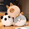 Fyllda plyschdjur Fox Panda Dinosaur Fluffy Animal Round Plush Seat Cushion Decor Plushie Kids Presents R230810