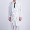 エスニック服の伝統的な中国人のための伝統的な中国コットンリネン長いトレンチハンフタイチーマスターコスチューム男性チャイナスタイルトップCN-100