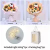 Decorative Flowers Crochet Bouquet Knitted Sunflower With Led Lamp Fake For Wedding Birthday Teacher's Day Gift Room Decor