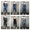 Mäns rippade jeans jumpsuits streetwear nödställda denim overaller för man suspender byxor storlek s-xxxl salopette uomo201t