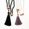 tassel zwarte kralen ketting