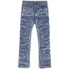 Мужские джинсы высококачественные брюки Гарлема с разбитой дырой байкер с высокой улицей Слим-хип-хоп небо голубой
