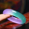 Bangle Natural Jade عالية الدرجة A Myanmar Jadeite مع شهادة Purple Green Burma Jades Barkles Women Gemstone Jewelry