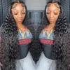 Synthetische S HD Water Wave 250 Dichtheid diep 30 40 inch 13x4 Lace Front Human Hair Braziliaanse transparante frontale gluesseless Curly 230811