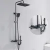 Sistema de ducha Set Ambient Light Termostato de cobre completo Pantalla digital Set de ducha Gunmetal Grey Grey Modern Showers Faucet