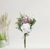 Dekorativa blommor bröllop buketter romantiska siden rosor handgjorda konstgjorda brudtärnor för brudduschceremoni