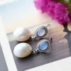 Dingle örhängen 925 Sterling Silver med naturlig Opal Fashion Tassel -formad Pearl Factory Direct
