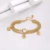 Luxury Tiff Fashion Brand Bijoux Titanium Steel 18K Gold Gold imprimé en forme de cœur Épaisseur épaisseur Bracelet à double couche flexible pour la qualité des femmes