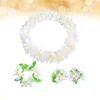 장식용 꽃 4 PCS LEI HAWAIIAN GARLAND 인공 꽃 헤드 피스 흰색 꽃 화환