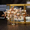 Luxury Floral Hair Petty Bride Tiaras Pear Golden Hairpin Crystal Shiny Girls Party Hair Clifts Gioielli per capelli da sposa