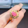Cluster Rings Opal Engagement Ring Unique Oval Cut Yellow Gold With Pearls 925 Silver