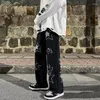 Men's Jeans Wide Leg Star American High Street Print Straight Pantalones Homme Men Pants Streetwear Casual Ankle Length Cargo