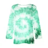 Women's T Shirts Ladies Imitation Cotton Gradient T-shirts Casual Tie Dye Long Sleeve Tee Tops Basic Plain Long-Sleeve Round Neck Camiseta